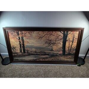 Vintage Robert Wood “October Gold” Framed Art 28 x 52